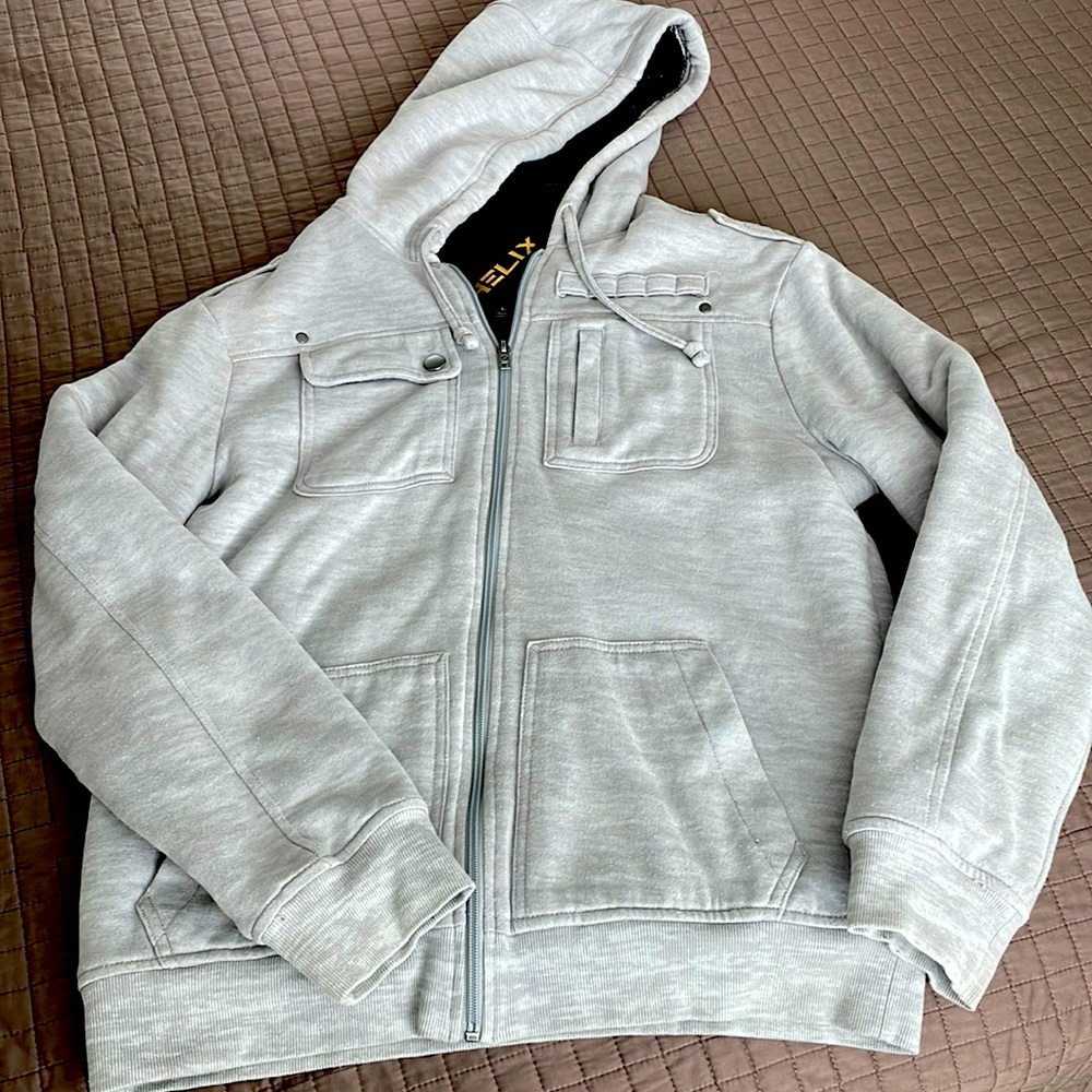 Hoodie grey zip up jacket